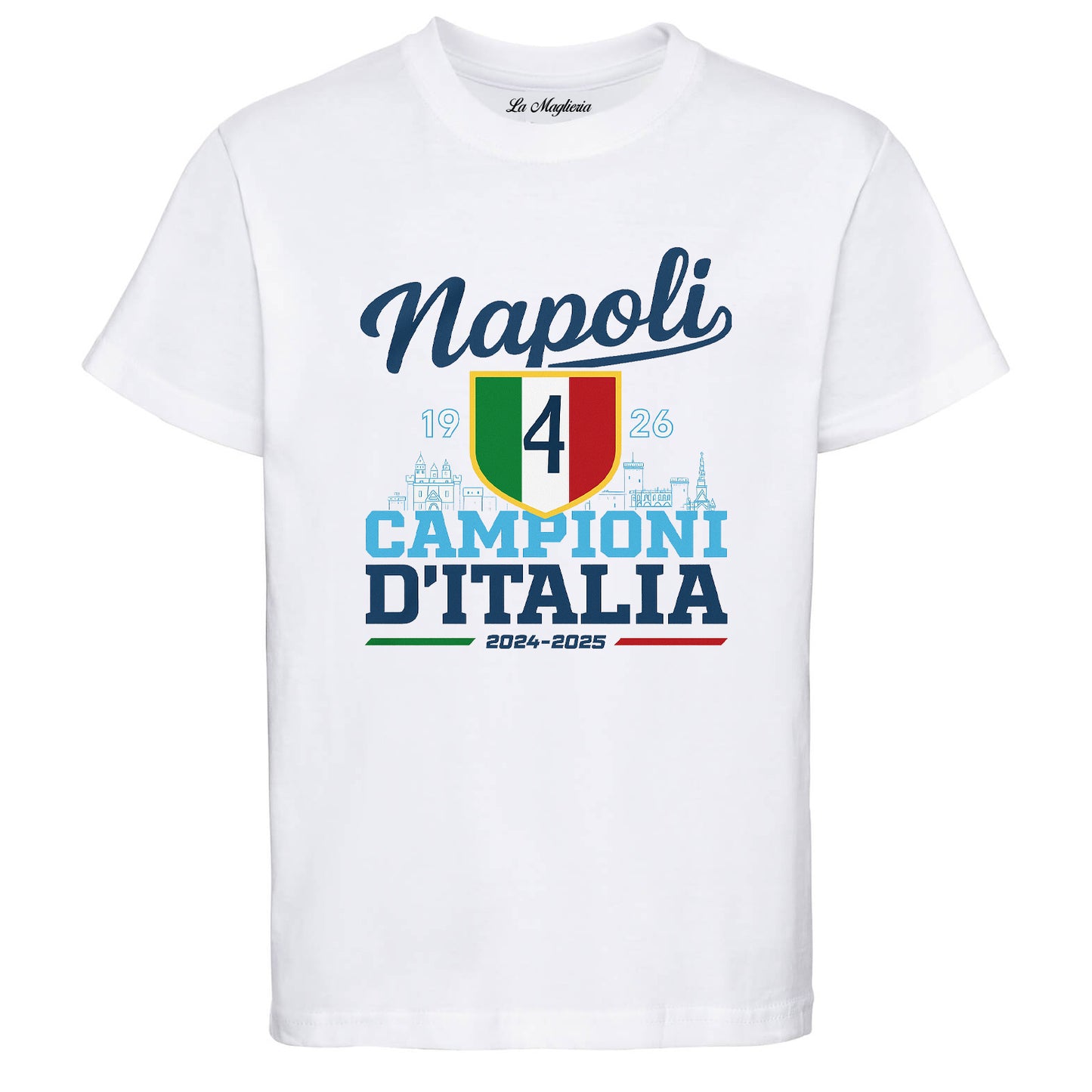 Maglietta celebrativa Napoli Campione d'Italia 2024-2025 4° Scudetto Serie A