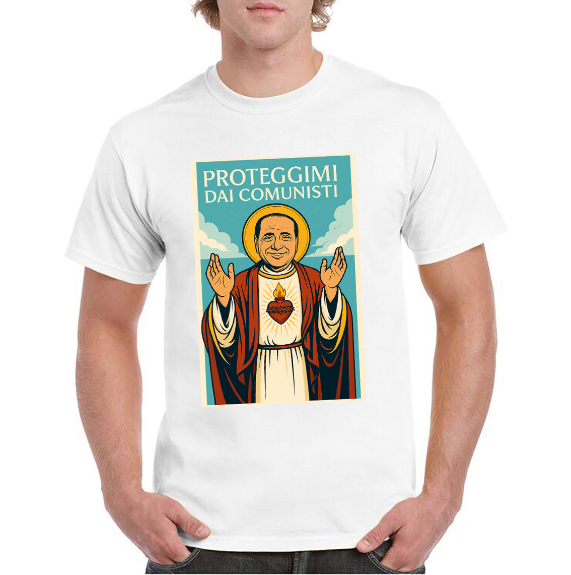 Maglietta San Silvio Berlusconi - Proteggimi dai Comunisti