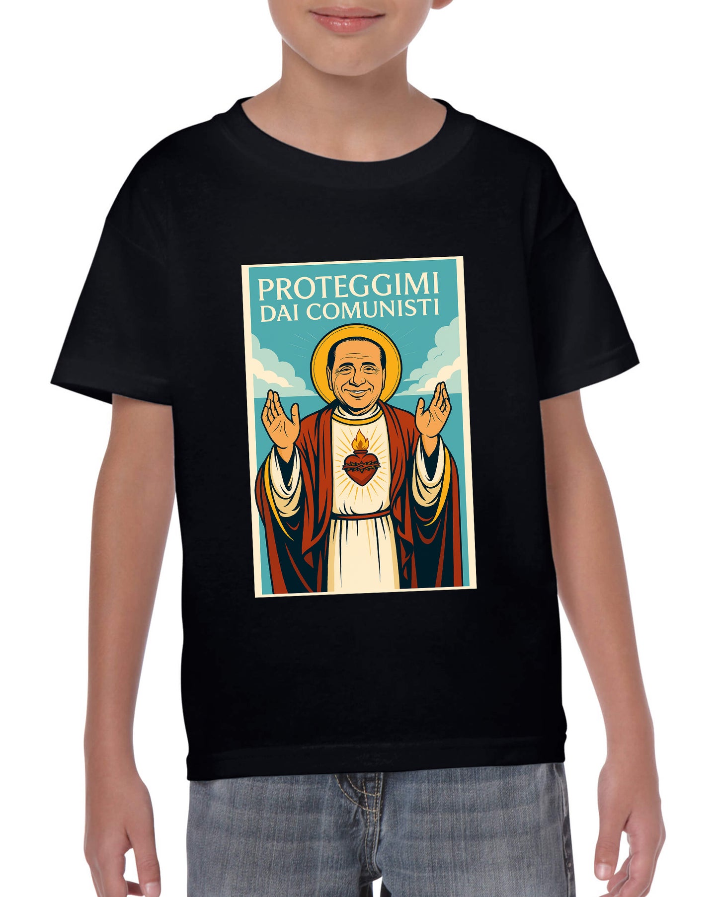 Maglietta San Silvio Berlusconi - Proteggimi dai Comunisti