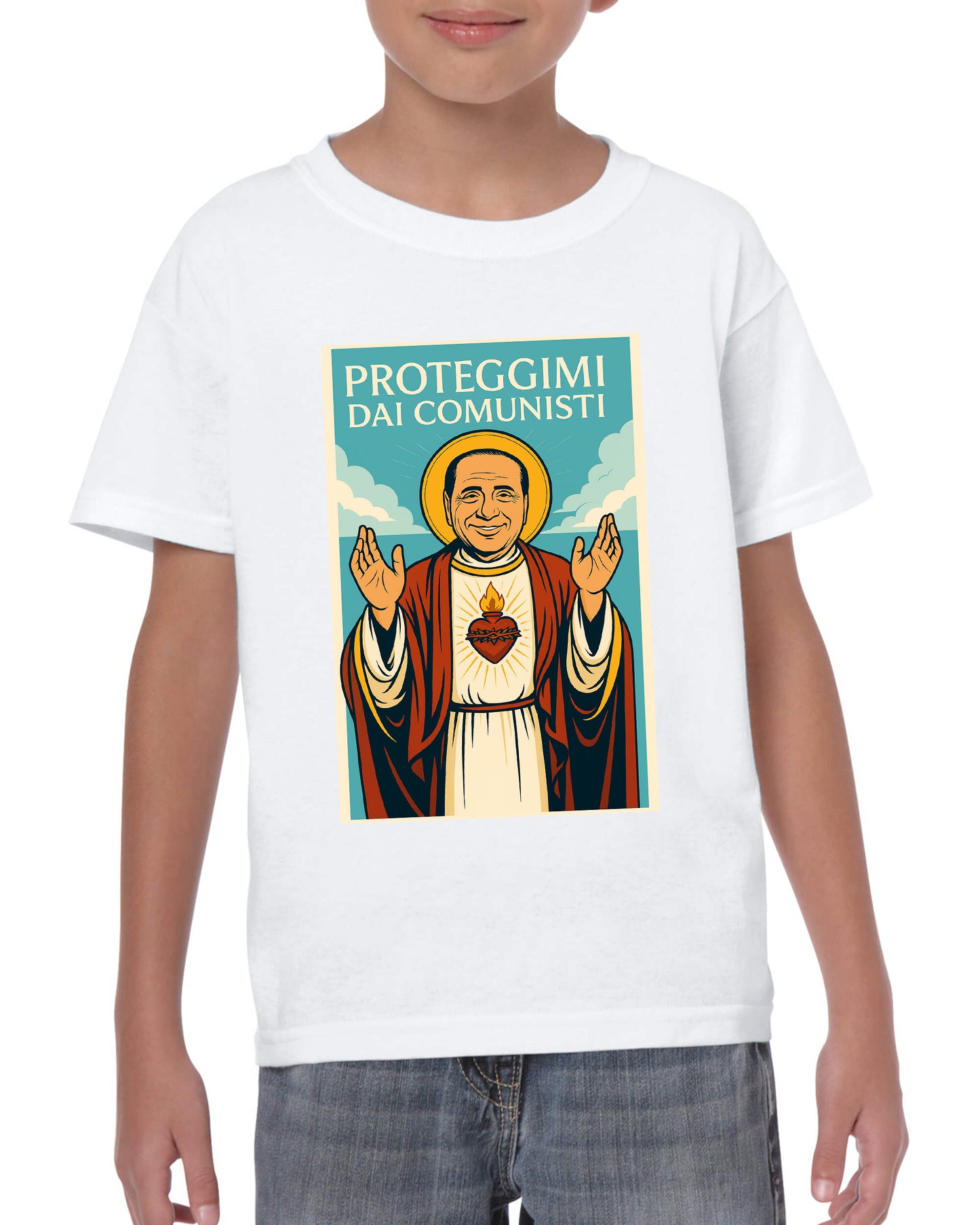 Maglietta San Silvio Berlusconi - Proteggimi dai Comunisti