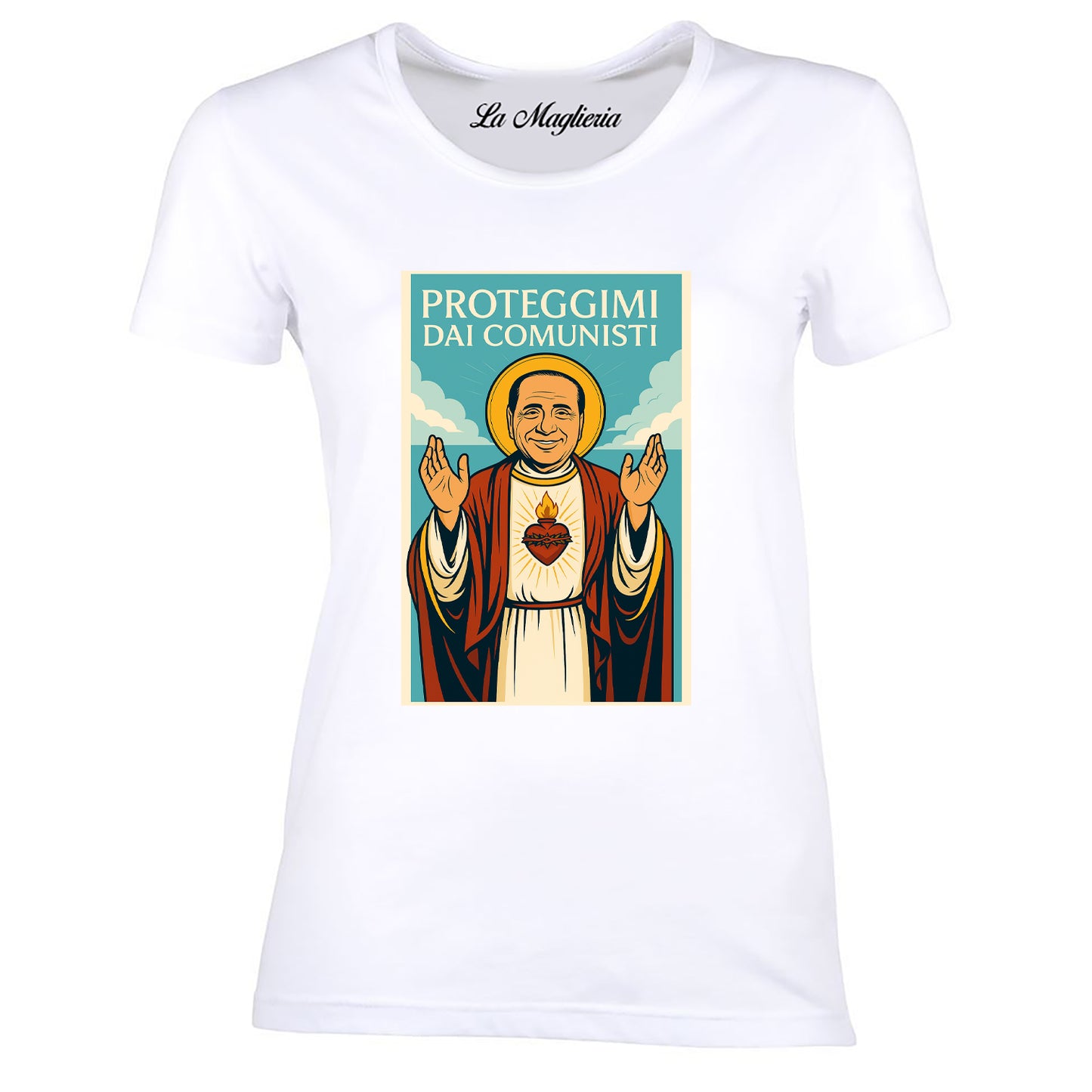 Maglietta San Silvio Berlusconi - Proteggimi dai Comunisti