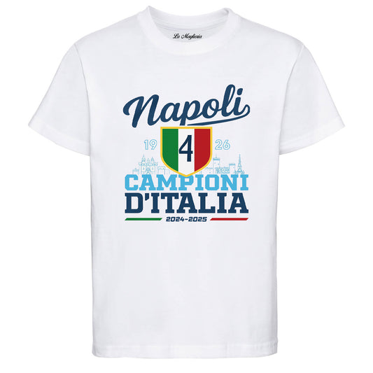 Maglietta celebrativa Napoli Campione d'Italia 2024-2025 4° Scudetto Serie A