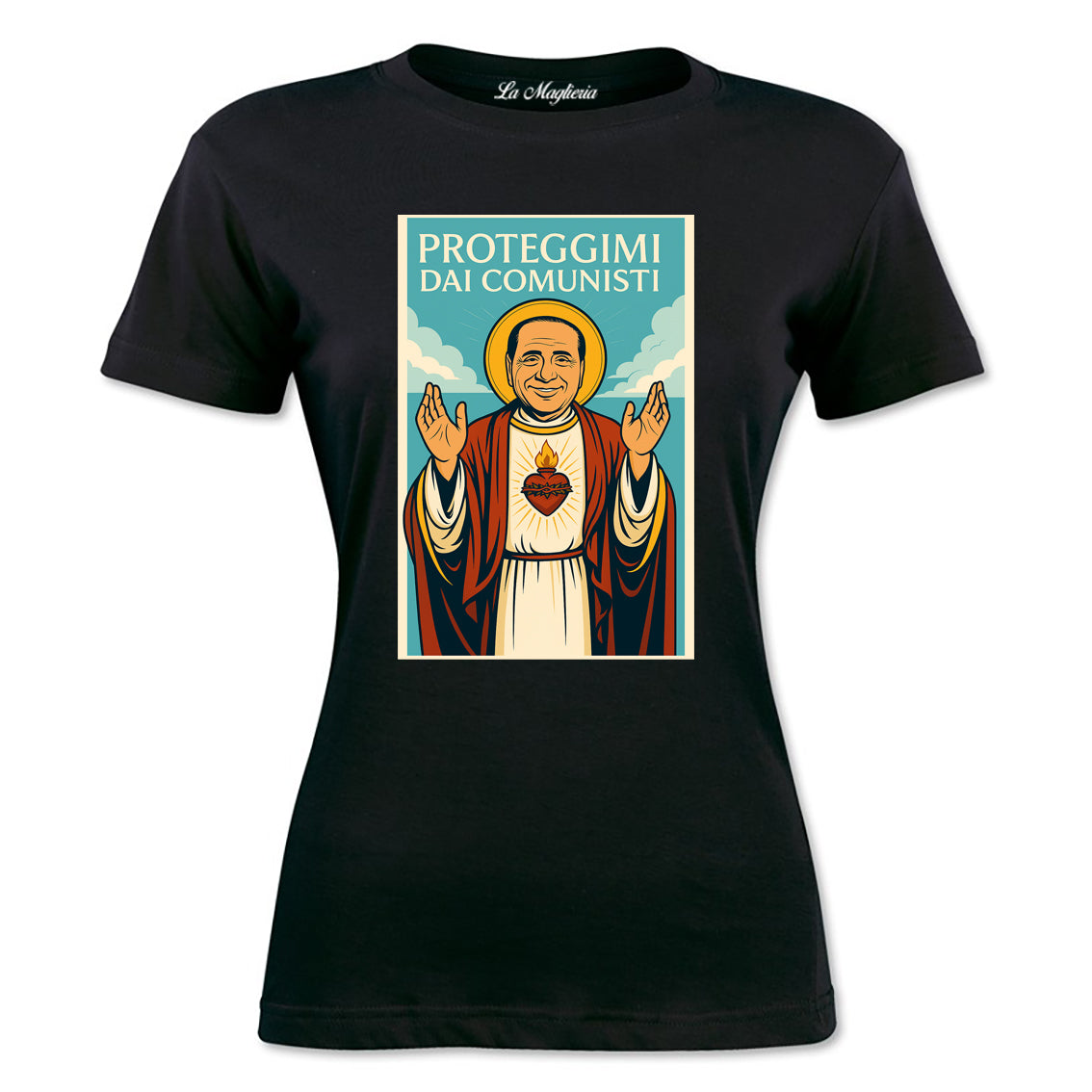 Maglietta San Silvio Berlusconi - Proteggimi dai Comunisti