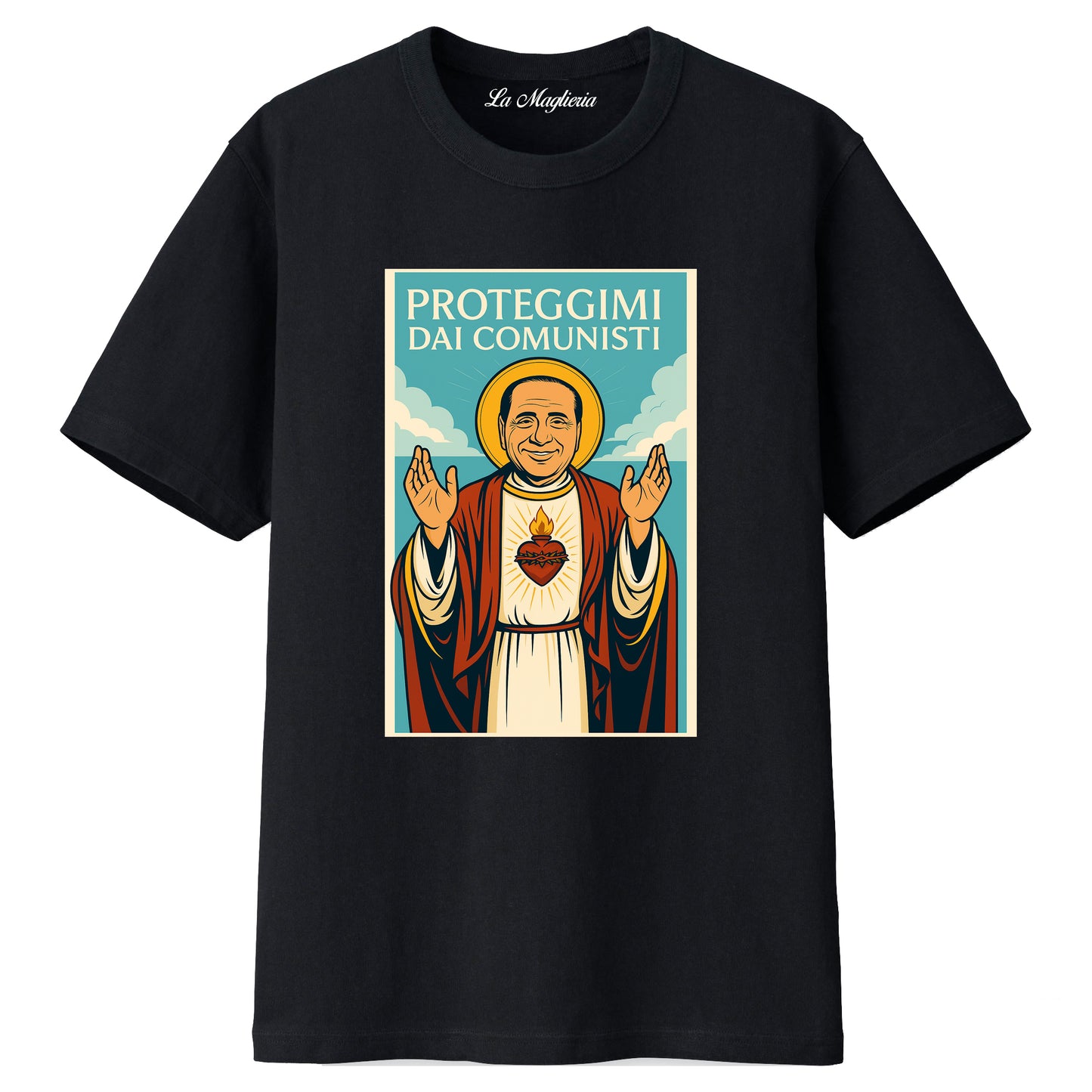 Maglietta San Silvio Berlusconi - Proteggimi dai Comunisti